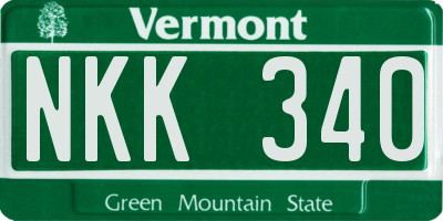 VT license plate NKK340