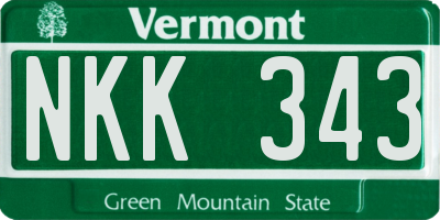 VT license plate NKK343