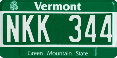 VT license plate NKK344