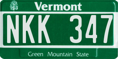VT license plate NKK347