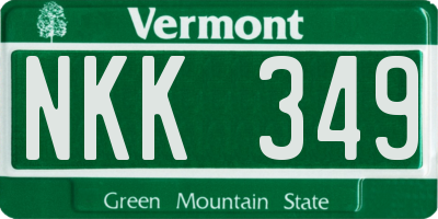 VT license plate NKK349