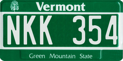 VT license plate NKK354