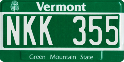 VT license plate NKK355