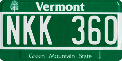 VT license plate NKK360