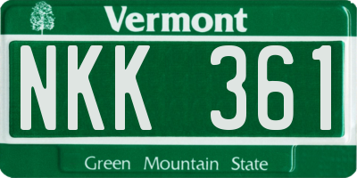VT license plate NKK361