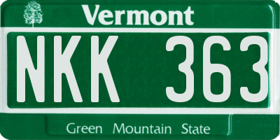 VT license plate NKK363