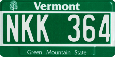VT license plate NKK364