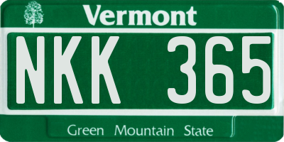 VT license plate NKK365