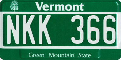 VT license plate NKK366