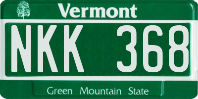 VT license plate NKK368