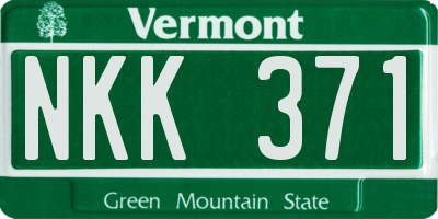 VT license plate NKK371