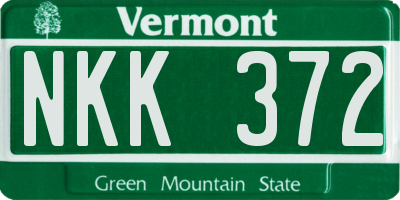VT license plate NKK372