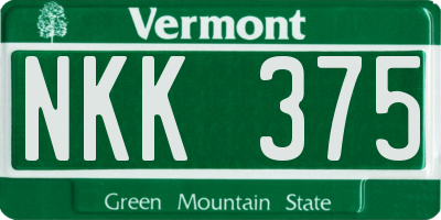 VT license plate NKK375