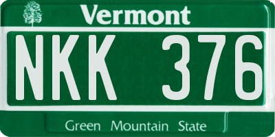 VT license plate NKK376