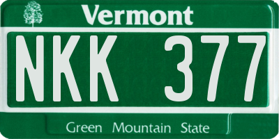 VT license plate NKK377