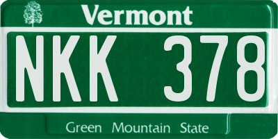 VT license plate NKK378