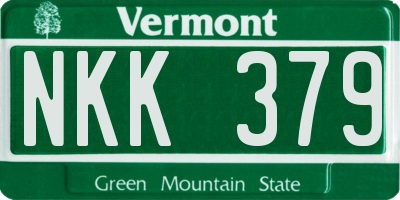 VT license plate NKK379