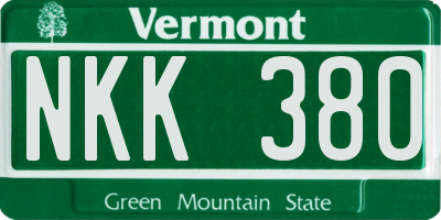 VT license plate NKK380