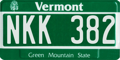 VT license plate NKK382