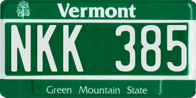 VT license plate NKK385