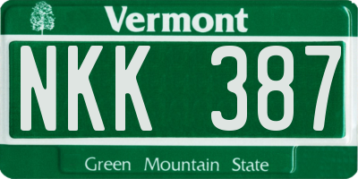 VT license plate NKK387