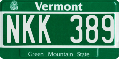 VT license plate NKK389