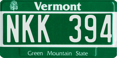 VT license plate NKK394