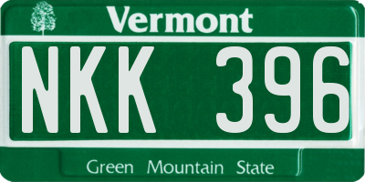 VT license plate NKK396
