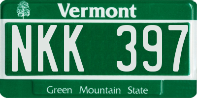 VT license plate NKK397