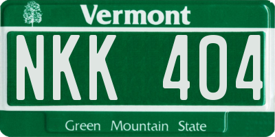 VT license plate NKK404