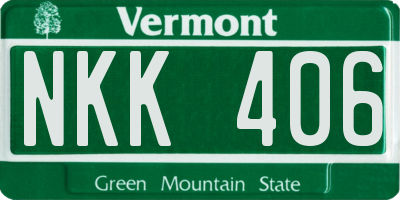 VT license plate NKK406