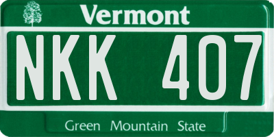 VT license plate NKK407