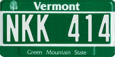 VT license plate NKK414