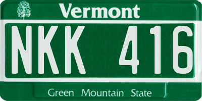 VT license plate NKK416