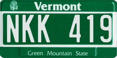 VT license plate NKK419