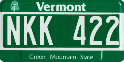 VT license plate NKK422