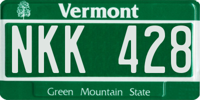 VT license plate NKK428