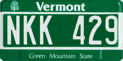 VT license plate NKK429