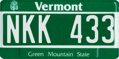 VT license plate NKK433