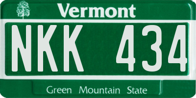 VT license plate NKK434
