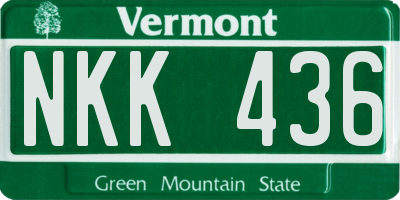 VT license plate NKK436