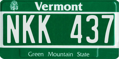 VT license plate NKK437