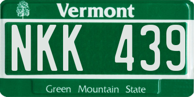VT license plate NKK439