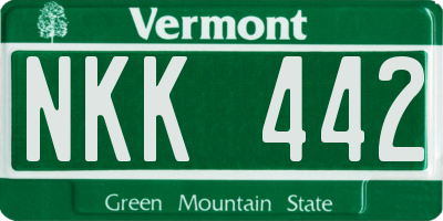 VT license plate NKK442