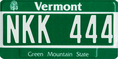 VT license plate NKK444