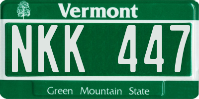 VT license plate NKK447