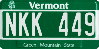 VT license plate NKK449