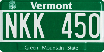 VT license plate NKK450