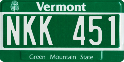 VT license plate NKK451