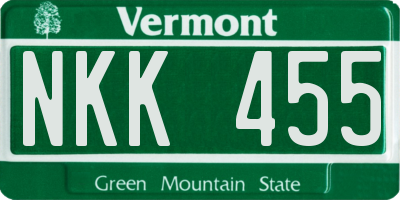 VT license plate NKK455